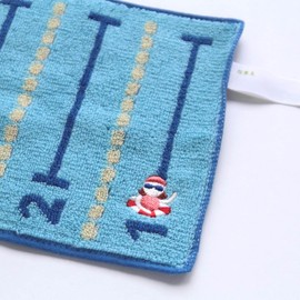 Bloomie's 000541-0028-01 Blue Marine Small Towel (Blue) [100% Cotton] Kids Hand Towel, Mini Towel, Marine, Sea, Squishy, Dolphin Motif, Approx. 5.9 inches (15 cm), blue