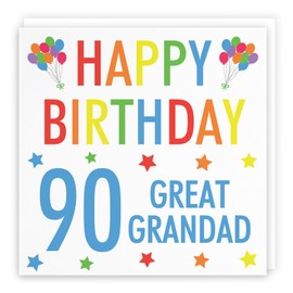 Hunts England - Great Grandad 90th Birthday Card - Happy Birthday - 90 - Great Grandad - Colourful Collection