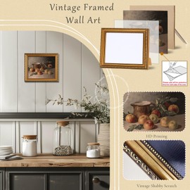 uniro Vintage Gold Framed Wall Art for Home Decor, Farmhouse Wall Decor Apple Still Life Canvas Artwork, Antique Fruit Wall Art Picture, Rustic Kitchen Art Prints Aesthetic Picture for Kitchen, Dining Desktop Decor- 8x10Inch