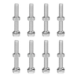 uxcell M6 x 45mm Hex Head Screws Bolts, Nuts, Flat & Lock Washers Kits, 304 Stainless Steel Fully Thread Hexagon Bolts 8 Sets