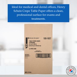 Henry Schein Exam Table Paper, 12 Rolls/Case, 21"x125", Crepe Non-Sterile, White, Latex-Free – Ideal for Medical and Dental Offices