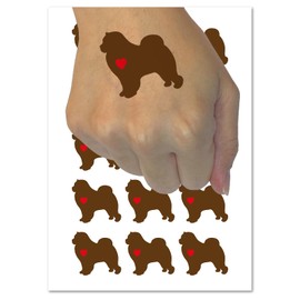 Chow Chow Dog with Heart Temporary Tattoo Water Resistant Fake Body Art Set Collection - 54 1" Tattoos (1 Sheet)