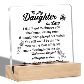 Daughter in Law Gifts from Mother in Law Birthday Gifts To My Daughter in Law Desk Decorative Signs Plaques 4 x 4 Inches acrylic Christmas Gifts