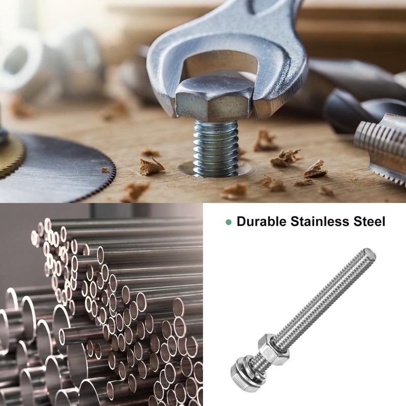 M METERXITY 4-Pack Hex Head Screw Bolt with Nuts Flat