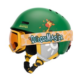 OutdoorMaster Kids Ski Helmet and Goggles Set, Snowboard Helmet, Durable PC Shell & EPS Foam, Snow Helmet 12 Cooling Vents, Dial Fit Skiing Helmet, Safety-Certified Snow Sport Helmets for Boys & Girls