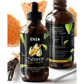 Vanilla (4oz) Liquid Stevia Drops Bottle Our Zero Calories Sweetener (800 Servings). All Natural flavoring with No Artificial Additives & Filler Ingredient