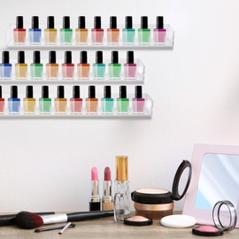 6 Packs Nail Polish Rack Wall Mounted Shelf, Clear Acrylic Nail Polish Holder Organizer Display, Hanging Acrylic Shelves for Paint Perfume Essential Oils Organizer, 12 Inch