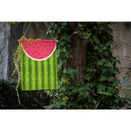 Moslion Watermelon Garden Flags Double Sided Summer Fruit with Black Seeds Red Slice Polka Dot Green Striped Skin Yard Flag 12.5x18 Inch Burlap Banners Home Decorative Outdoor Villa