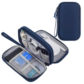 Waterproof Small Cable Bag, Travel Cable Organizer Bag Pouch Portable Double Layers All-in-One Carry Travel Bag for Cable, Cord, Charger, Phone, Earphone.
