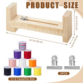 Burbell 13 Pcs Wooden Bracelet Jig Kit Wood Bracelet Jig Adjustable Clear Scale Bracelet Maker 10 Roll 22 yd DIY Nylon String for Bracelets 2 Pcs Clamp Bracelet Making Tools for Necklaces Car Hangings