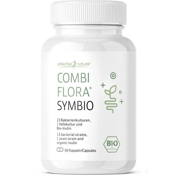 Effective Nature COMBI, Symbio – Vegetarian Capsules – Contains Präbiotisches Inulin – Organic Quality – No Additives, ,