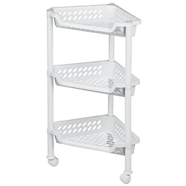 Plast Team Triangular Trolley with 3 Baskets, White, One Size