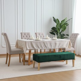 FORCHEER Velvet Dining Bench Cover,Kitchen Bench Covers Slipcover Rectangle,Stretch Dining Bench Cover 60 Inches Long (Blackish Green)