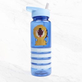 Myga Kids Water Bottle with Wristbands – 650ml Childrens Leakproof Water Bottle with Straw & Carry Handle - Lightweight BPA-Free Reusable Drinks Bottle for Kids with Affirmation Bracelets – Lion