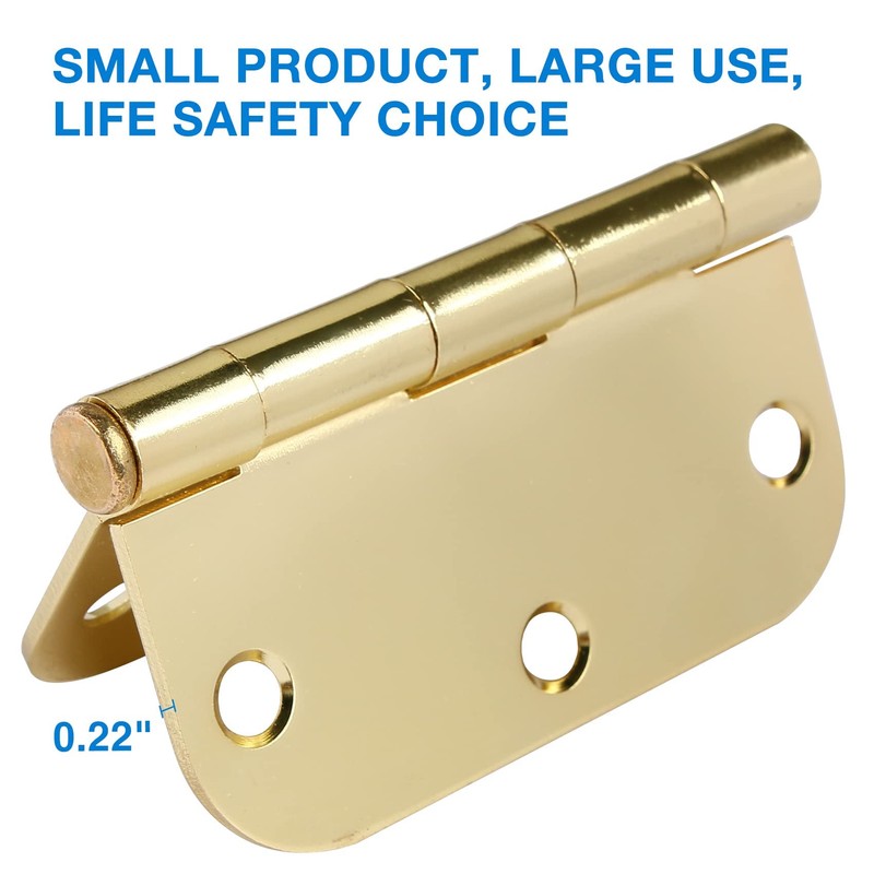 Rounded Door Hinges 3-1/2" x 3.5 inch, 5/8 Radius, Polished