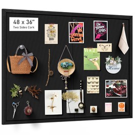 Miratino Large Bulletin Board, 48 "x 36" Black Cork Boards for Walls with Frame, Pin Display Board Vision Board for Home School Office Decor