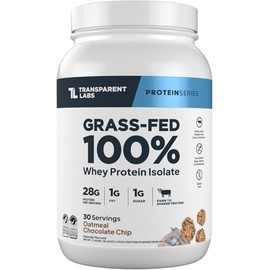 Transparent Labs Grass-Fed Whey Protein Isolate - Naturally Flavored, Gluten Free Grassfed Whey Protein Powder w/ 28g Protein per Serving & 9 Amino Ac
