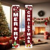 Merry Christmas Door Banner Set, Buffalo Plaid Red Black Porch