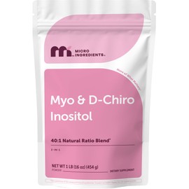 Micro Ingredients Myo-Inositol & D-Chiro Inositol Powder 1lb, 221 Servings | 40:1 Ideal Ratio Inositol Supplement for Women* | Support Hormonal Balance & Ovarian Health* | Non-GMO, Vegan, Filler-Free