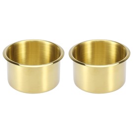 X AUTOHAUX 2pcs Stainless Steel Cup Drink Holder Insert Gold Tone for Boats RVs