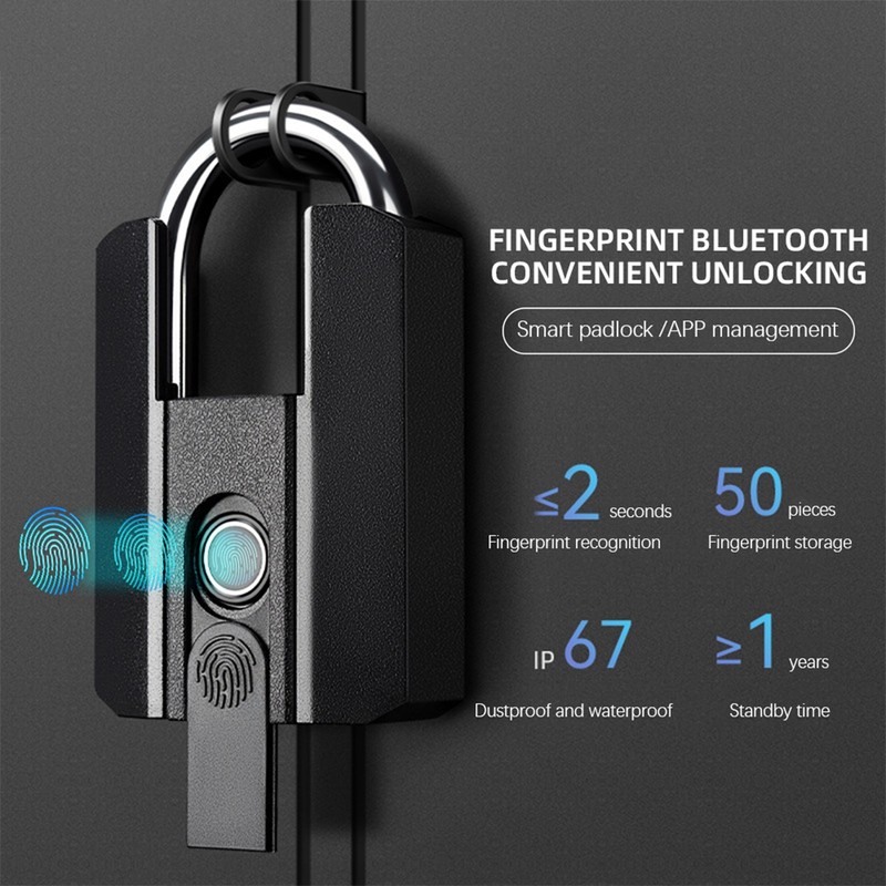 Fingerprint Padlock IP67 Water Resistant APP Control Smart Pad Lock