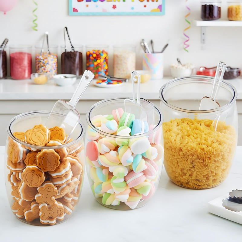 LemonRoad 4 Pcs 64 oz Plastic Candy Jars with Lids