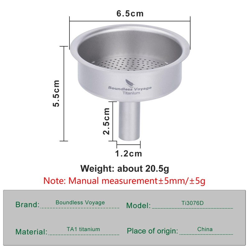 Boundless Voyage Titanium Mini Funnel Flagon Accessories Multi-use Kitchen Funnel