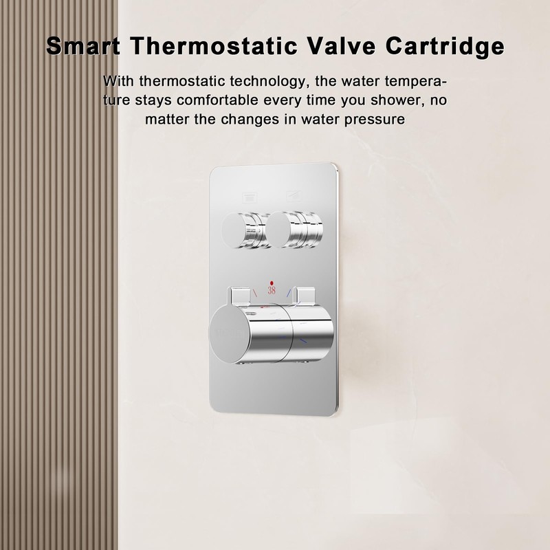 STARBATH Flush-Mounted Thermostat for 2 Functions, Tap with Safety Lock