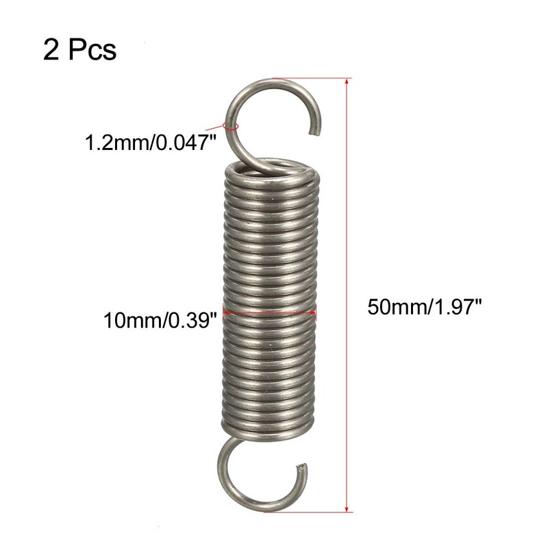sourcing map Extended Tension Spring Wire Diameter 0.047", OD 0.39",