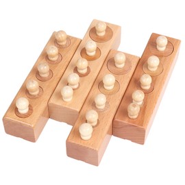 Montessori Sensorial Material Knobbed Cylinder Socket Set for Toddler Kids Early Development Educational Wooden Toy
