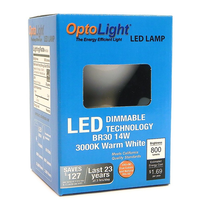 OptoLight Box Of 9 LED Light Bulbs 14W=60W BR30 Dimmable