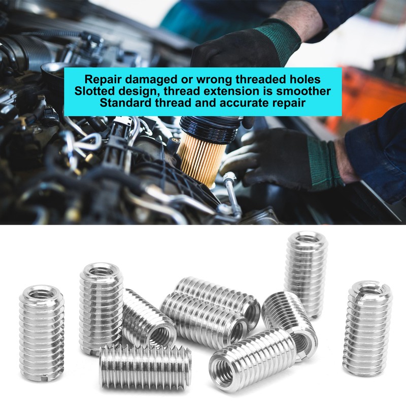 10Pcs Repair Nut Slotted Stainless Steel Thread Extension Reduce Sleeve
