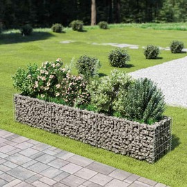 vidaXL Gabion Raised Bed Silver Galvanized Steel Large Durable
