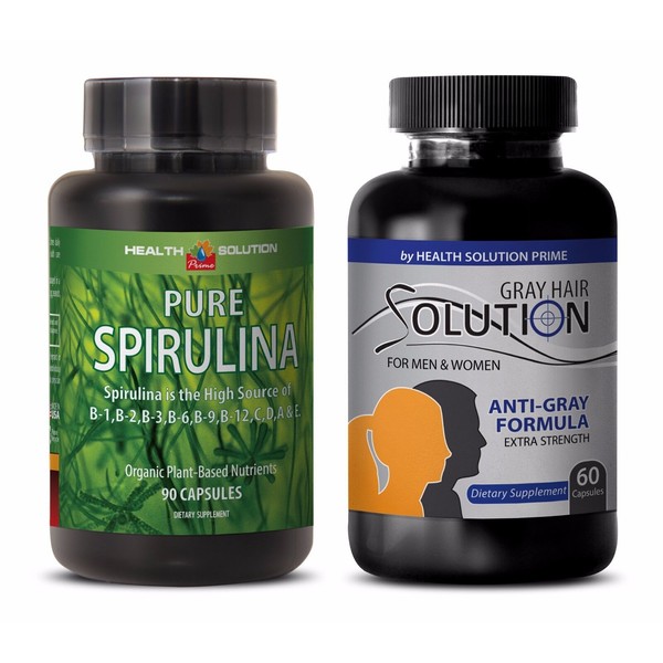 Antioxidant - ANTI GRAY HAIR – SPIRULINA COMBO- nettle for hair growth 2 Bottles