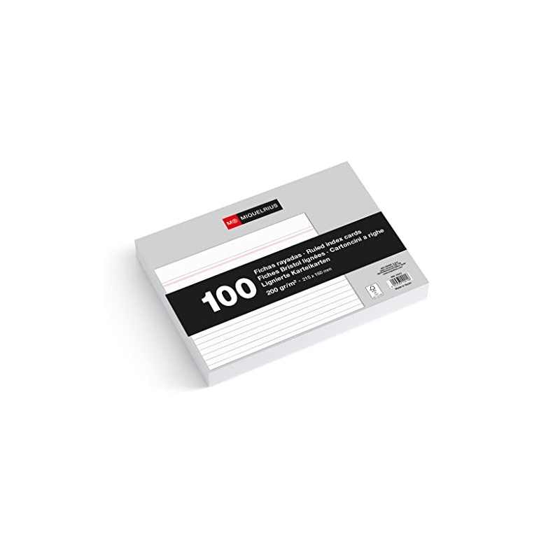 Miquelrius Index Cards 100 Note Cards Horizontal Ruled Flashcards Size
