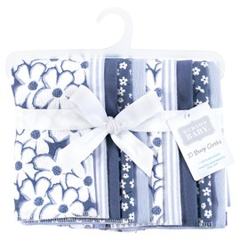 Hudson Baby Unisex Baby Cotton Flannel Burp Cloths 10-Pack, Blue Cosmos, One Size
