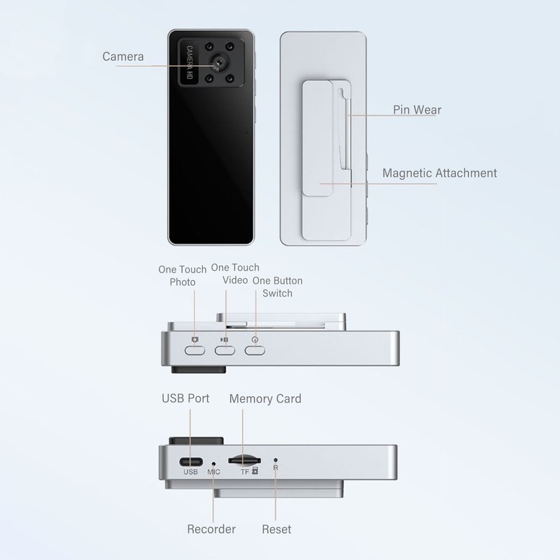 Body Wearable Camera 1080P HD Infrared Night Vision Multifunctional Wearable