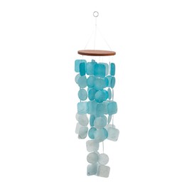 Deco 79 Capiz Shell Waterfall Windchime, 6" x 6" x 24", Teal
