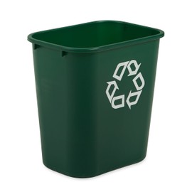 Rubbermaid Commercial Products Resin Deskside Recycling Can, 7-Gallon, Green Recycling Symbol, Plastic, for Bedroom/Bathroom/Office, Fits Under Desk/Sink/Cabinet