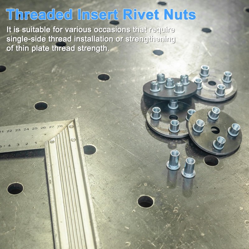 M METERXITY 20-Pack 3/8"-16 UNC Rivet Nuts, Carbon Steel Knurled