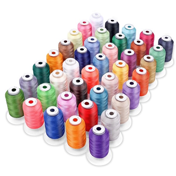 Di Lun Xiu Hua Xian Hilo de Bordar de Poliéster, Kit de Hilo para Máquina de Bordado, 40 Colors Polyester Embroidery Machine Thread, Juego de Hilos para Máquina de Bordar de Poliéster para La Mayoría de Máquinas