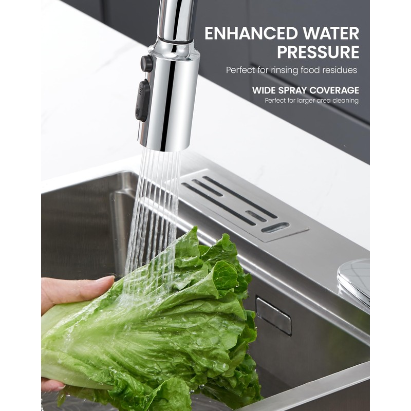 HEISOK Pull Down Faucet Head Replacement,3 Function Spray Head for