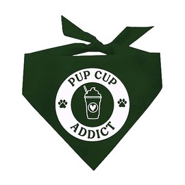 Pup Cup Addict Pupuccino Dog Bandana (Dark Green, OS 1106)