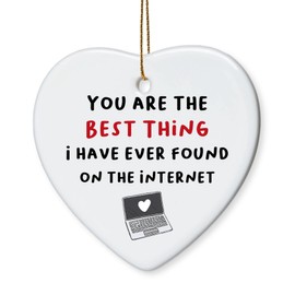 Couple Christmas Ornament, Internet Dating Gift, Gifts for Girlfriend Boyfriend on Christmas, Valentines, Romantic Gifts for Couple Ceramic Ornament