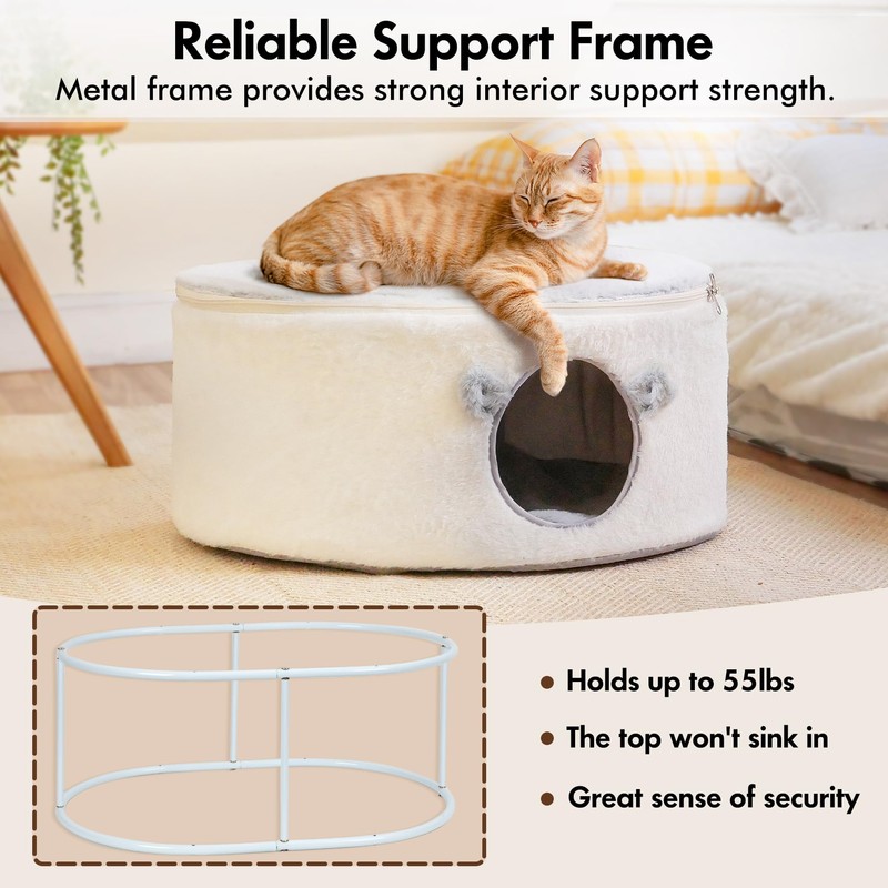 Zoratoo Cat Bed for Indoor Cats, Fluffy Cat Cave Large