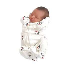 Aoswep - "I Love DAD Mum Lovely Solid Letters Printed Long-Sleeve Baby Jumpsuit (0-3 Months)
