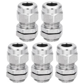TA-VIGOR 5Pcs M12 x 1.5 Cable Gland, Metal Waterproof Adjustable Wire Connectors Gland Joints for 3mm-6.5mm Cables, Locknut Stuffing Glands with Locknut and Washer