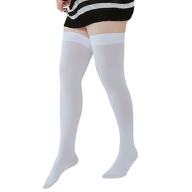 [ARALE] High Socks, Compatible with Tall Heights, Large Sizes, Over the Knee Stockings, Over the Knee Socks, Compression Black, White, Spring, Autumn, Winter, 80 Denier, Warm, 3L, L, white