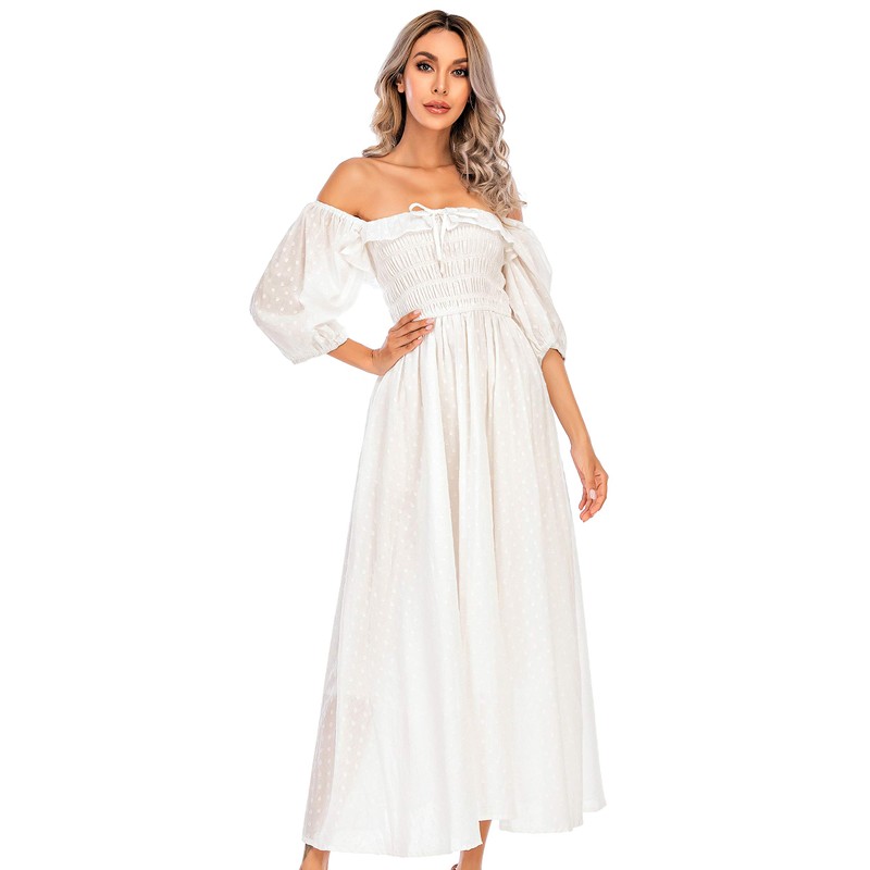 R.Vivimos Women Summer Half Sleeve Cotton Ruffled Vintage Elegant Backless