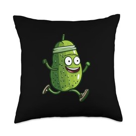 Cool running Pickle with Headband for Sports and Runner Fans Throw Pillow